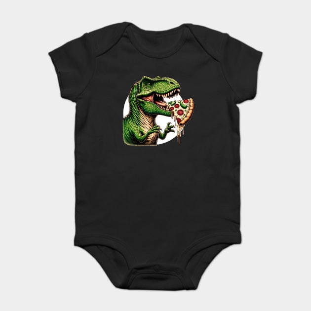 Funny Pizza T rex Dinosaur, Pizza Lover Baby Bodysuit by logiamerch